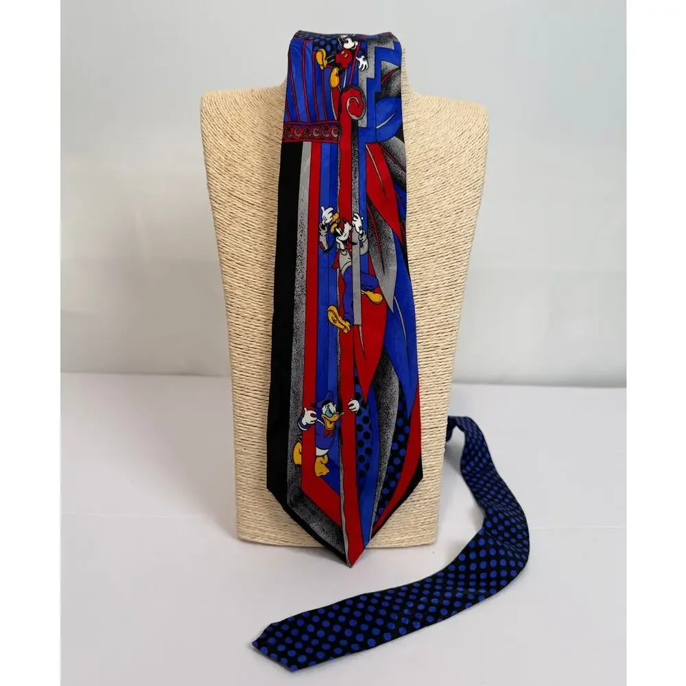 NWT Vintage Disney Mickey Inc Silk Tie Mickey Donald Art Deco